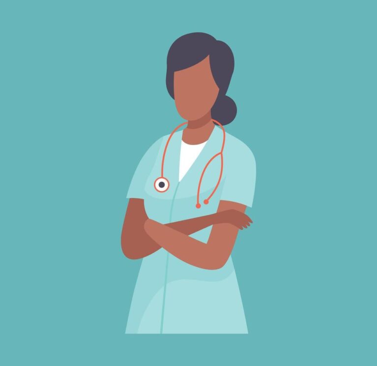 female-therapist-doctor-with-stethoscope-professional-medical-worker-character-in-lab-coat-illustration-vector